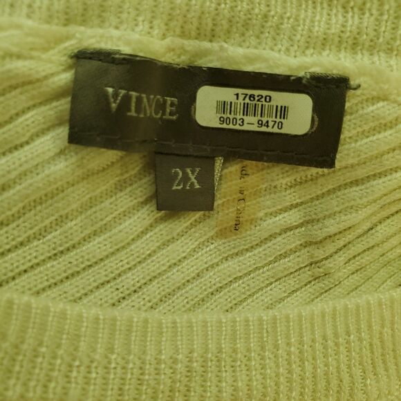 Vince Camuto Sweater Rib Knit Bias Color-Block Ivory/Gray Sweater 2x - Picture 5 of 6